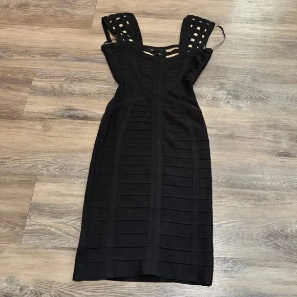 Herve Leger Bodycon Black Dress XXS - Picture 3 of 5
